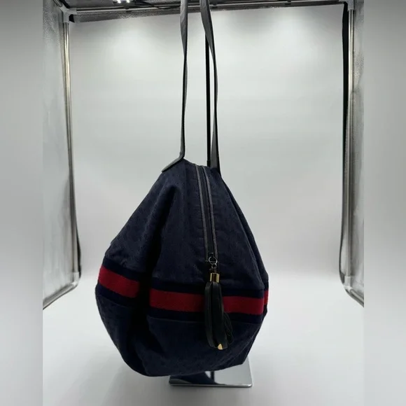 Gucci-Authentic-Vintage Micro G Denim Canvas Bubble Bag w Pouch -Rare UNICORN!! - Picture 2 of 14